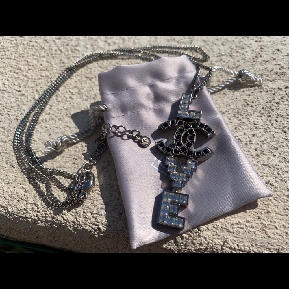 Chanel Strass Silver CC Love Necklace. Circa 2008 Spring Collection.